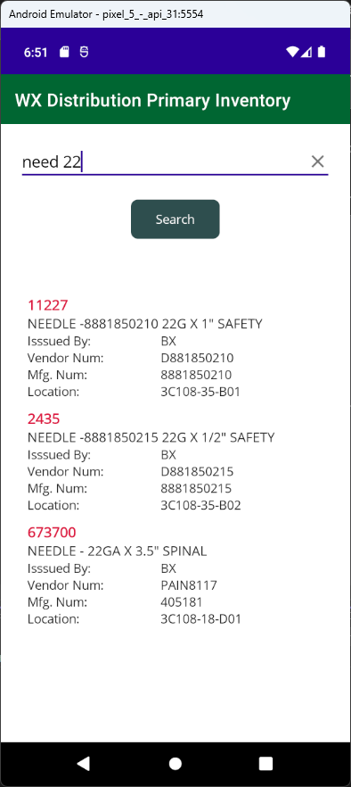 WX Inventory Home Page